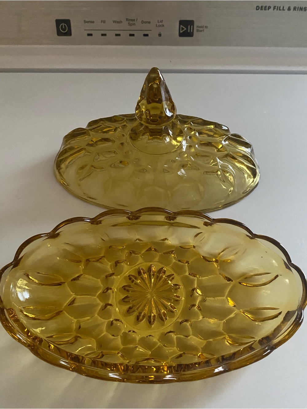 Vintage 1970s Anchor Hocking Fairfield Amber Glass Covered Butter Dish